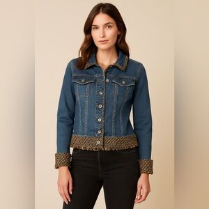Coldwater Creek Denim Jacket with Tweed Trim‎ Size 6